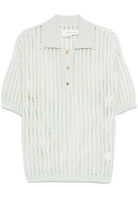 Green open-knit polo shirt Feng chen wang - men